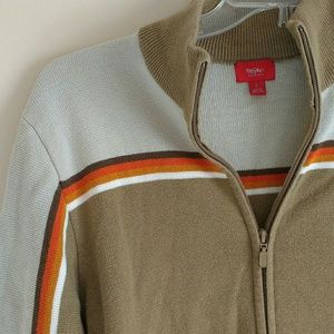 Full zip stripe sweater